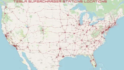 Tesla Supercharger Stations locations – Külön robotaxi töltőállomások épülnek a Teslánál