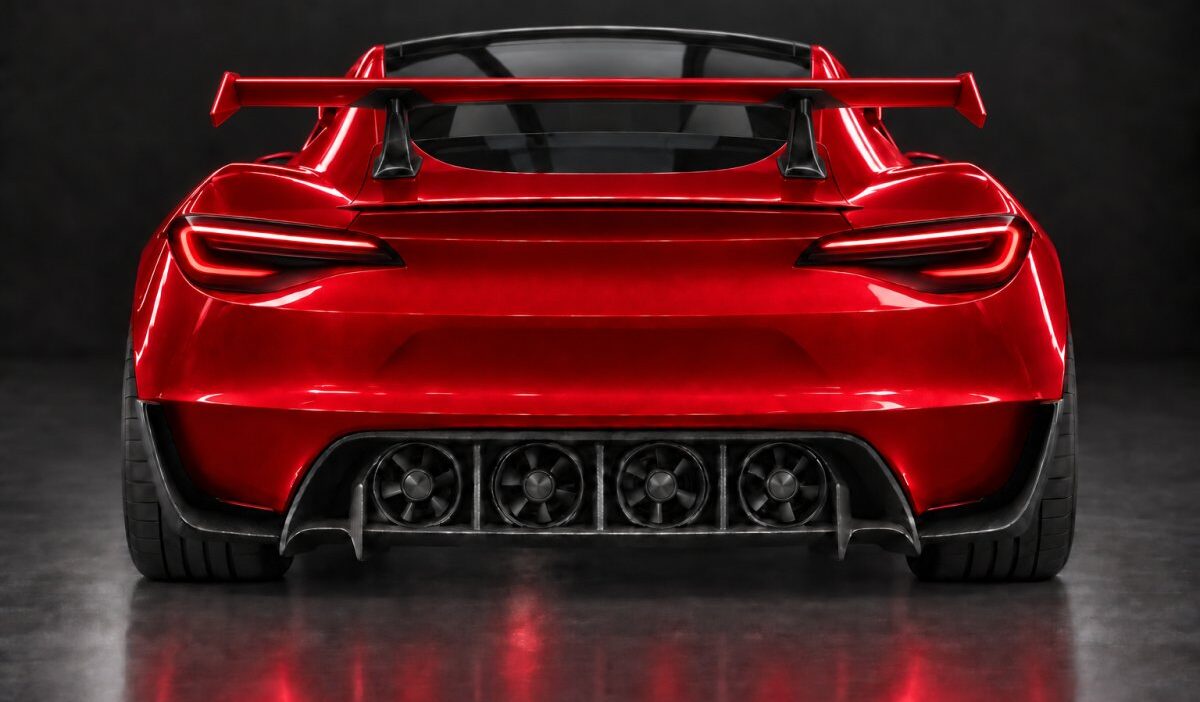 Tesla Roadster ventilátoros aerodinamikai koncepció illusztráció