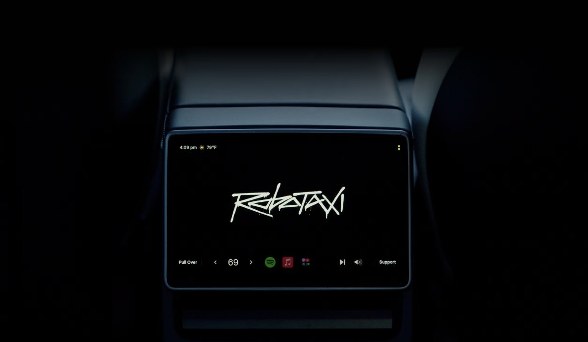 Tesla Robotaxi hátsó képernyője