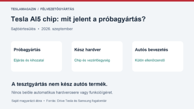 AI5-próbagyártás: a Tesla tesztgyártása, a kész hardver és az autós bevezetés külön lépcsők