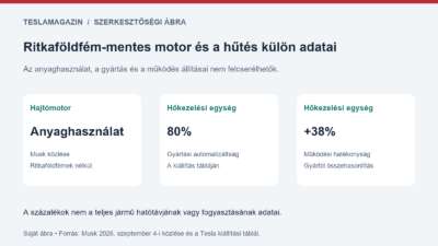 Ritkaföldfém-mentes motor és Supermanifold V3 állításait szétválasztó ábra: anyaghasználat, gyártási automatizáltság és hőkezelési hatékonyság