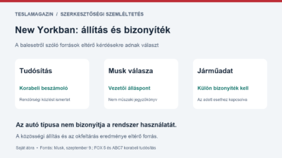 New Yorkban történt Tesla-baleset értelmezése: korabeli tudósítás, Musk állítása és műszaki bizonyíték külön forráskategória