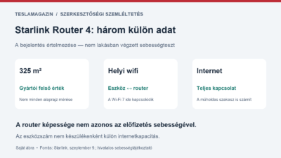 Starlink Router 4: a 325 négyzetméteres lefedettségi becslés, a helyi wifi és a műholdas internet külön adat