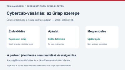 Cybercab-vásárlás: a partneri érdeklődési űrlap, a későbbi ajánlat és a tényleges megrendelés három külön lépés