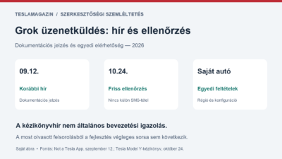 Grok üzenetküldés: szeptemberi kézikönyvhír, október 24-i ellenőrzés és a saját autó régiós feltételei